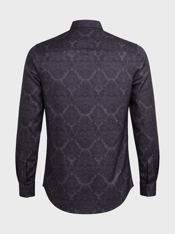 Men's Brown Slim Fit Printed Party Wear Shirt