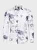 Men's White Slim Fit Printed Party Wear Shirt