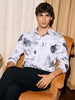 Men's White Slim Fit Printed Party Wear Shirt