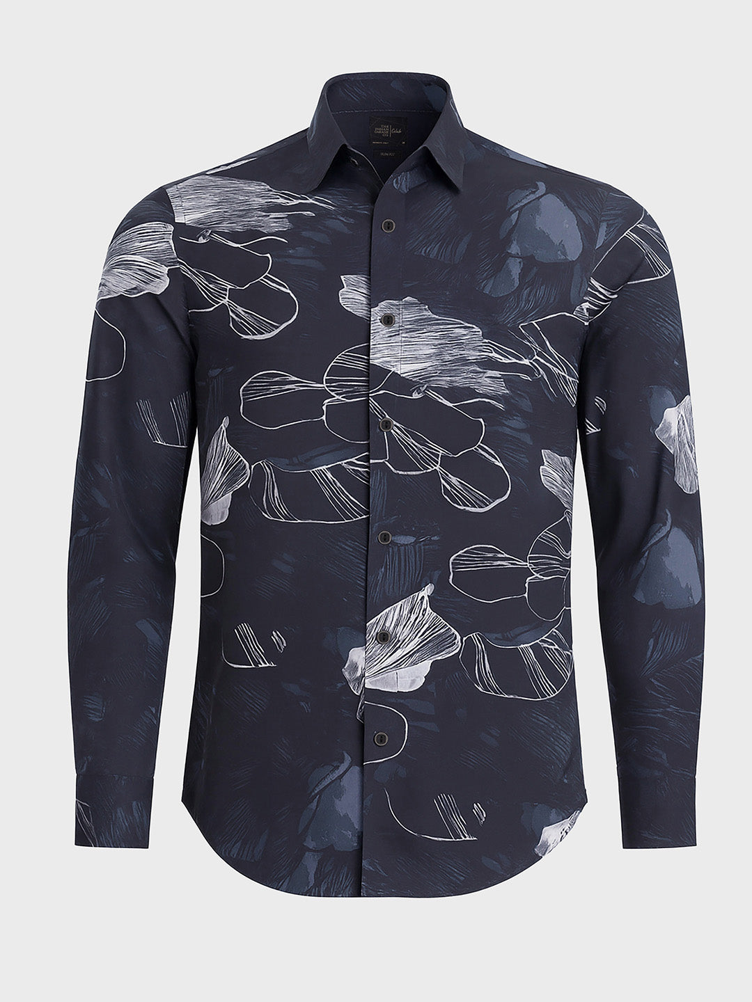 Men's Black Slim Fit Printed Party Wear Shirt