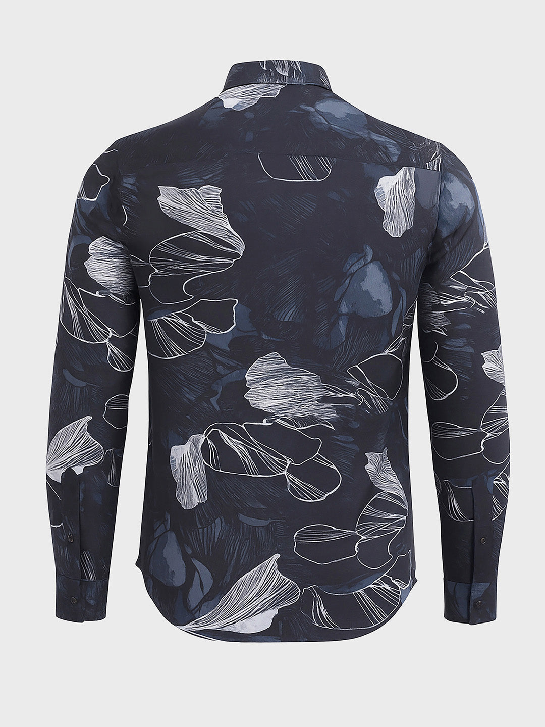 Men's Black Slim Fit Printed Party Wear Shirt