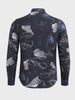 Men's Black Slim Fit Printed Party Wear Shirt