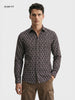 Men's Brown Slim Fit Printed Party Wear Shirt