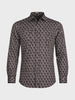 Men's Brown Slim Fit Printed Party Wear Shirt