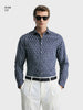 Men's Blue Slim Fit Printed Party Wear Shirt