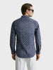 Men's Blue Slim Fit Printed Party Wear Shirt