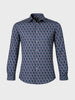 Men's Blue Slim Fit Printed Party Wear Shirt