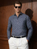 Men's Blue Slim Fit Printed Party Wear Shirt