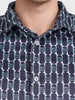 Men's Blue Slim Fit Printed Party Wear Shirt