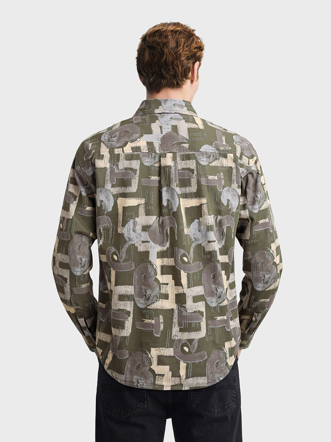 Men's Green Regular Fit Printed Casual Shirt