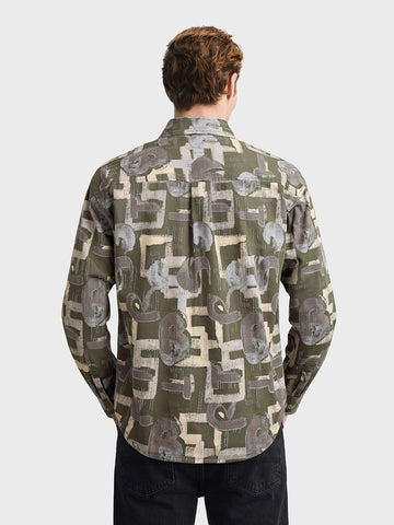 Men's Green Regular Fit Printed Casual Shirt