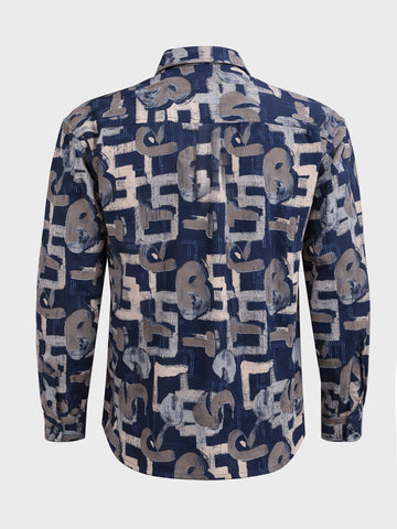 Men's Blue Regular Fit Printed Casual Shirt