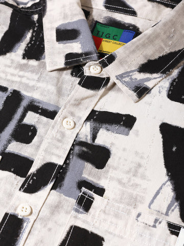 Men's Blue Regular Fit Printed Casual Shirt