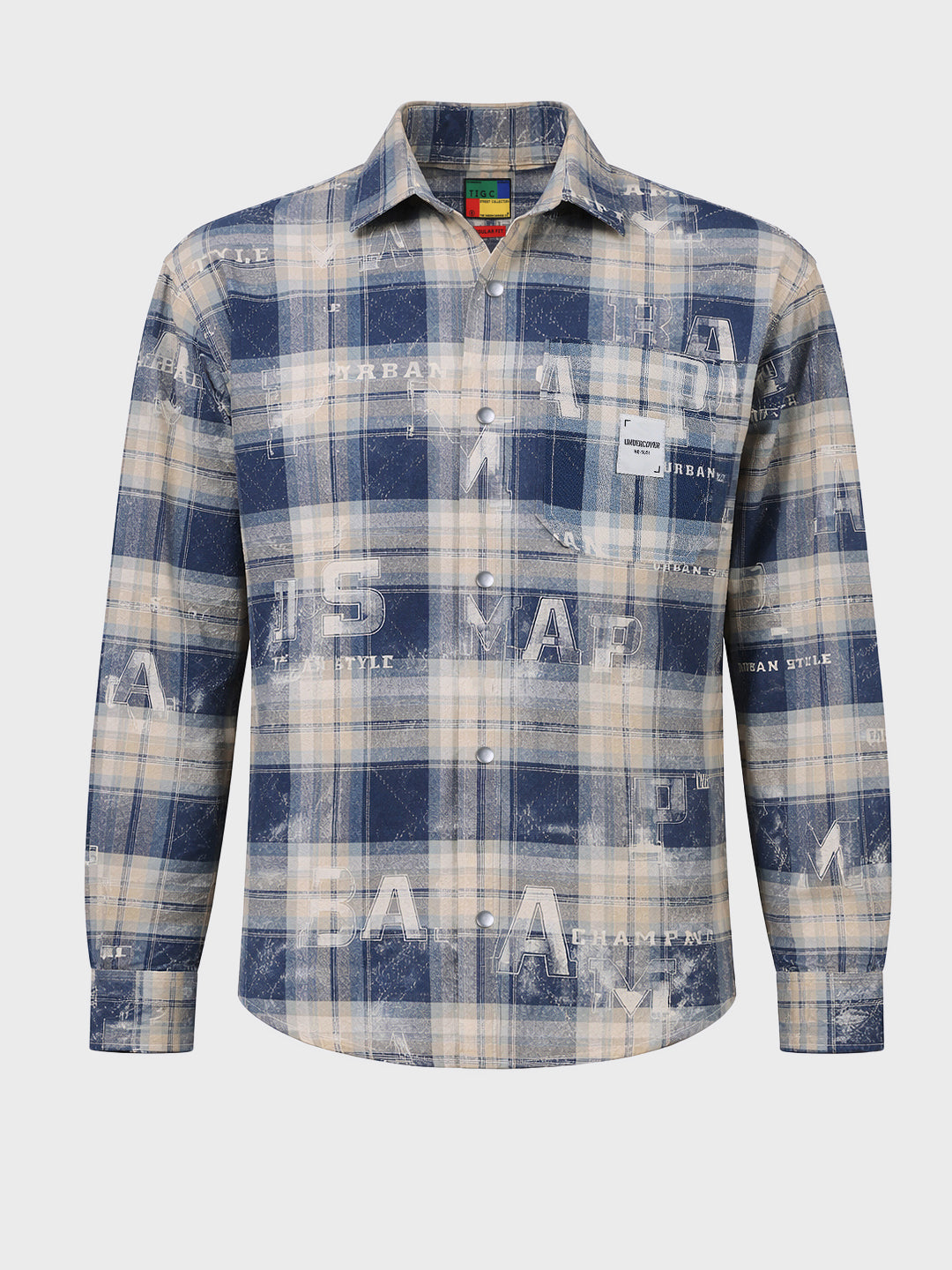 Men's Blue Regular Fit Checked Casual Shirt