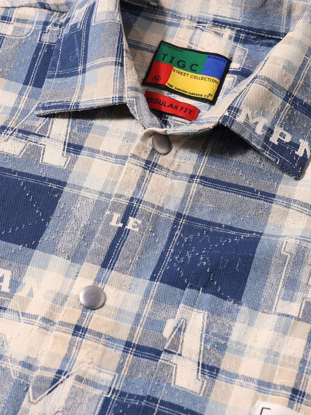 Men's Blue Regular Fit Checked Casual Shirt