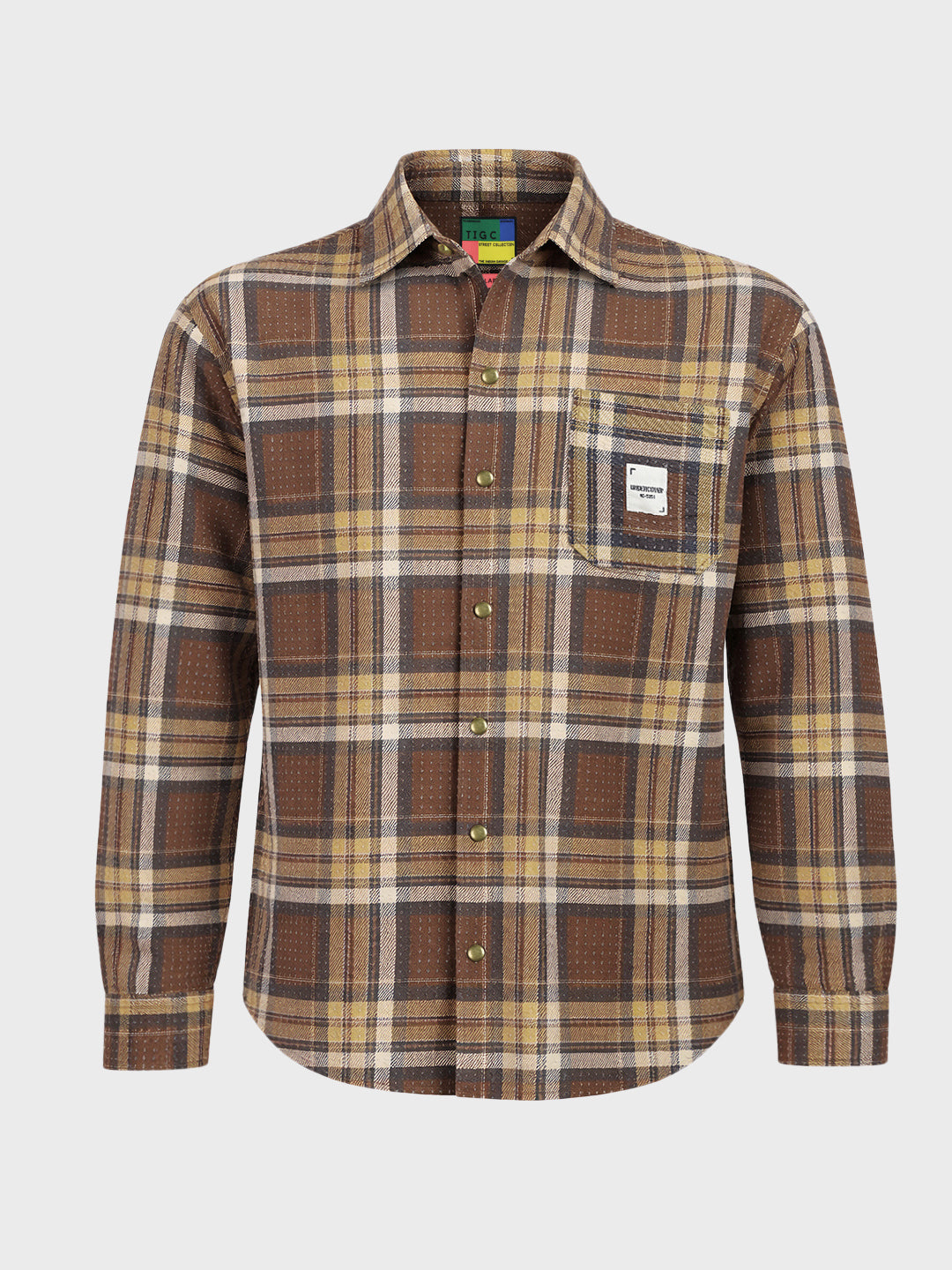Men's Brown Regular Fit Checked Casual Shirt