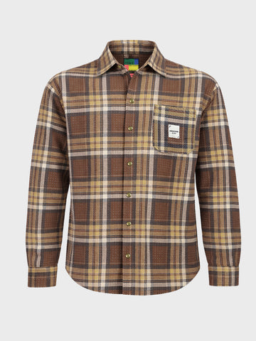 Men's Brown Regular Fit Checked Casual Shirt