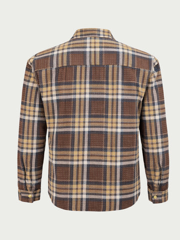 Men's Brown Regular Fit Checked Casual Shirt