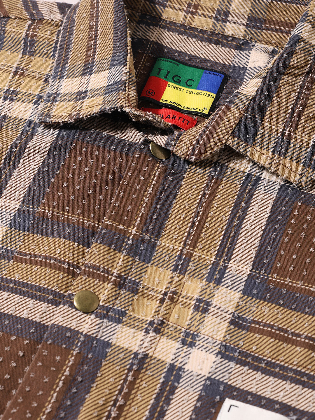 Men's Brown Regular Fit Checked Casual Shirt