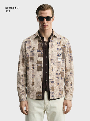 Men's Brown Regular Fit Printed Casual Shirt