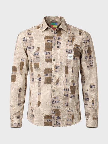 Men's Brown Regular Fit Printed Casual Shirt