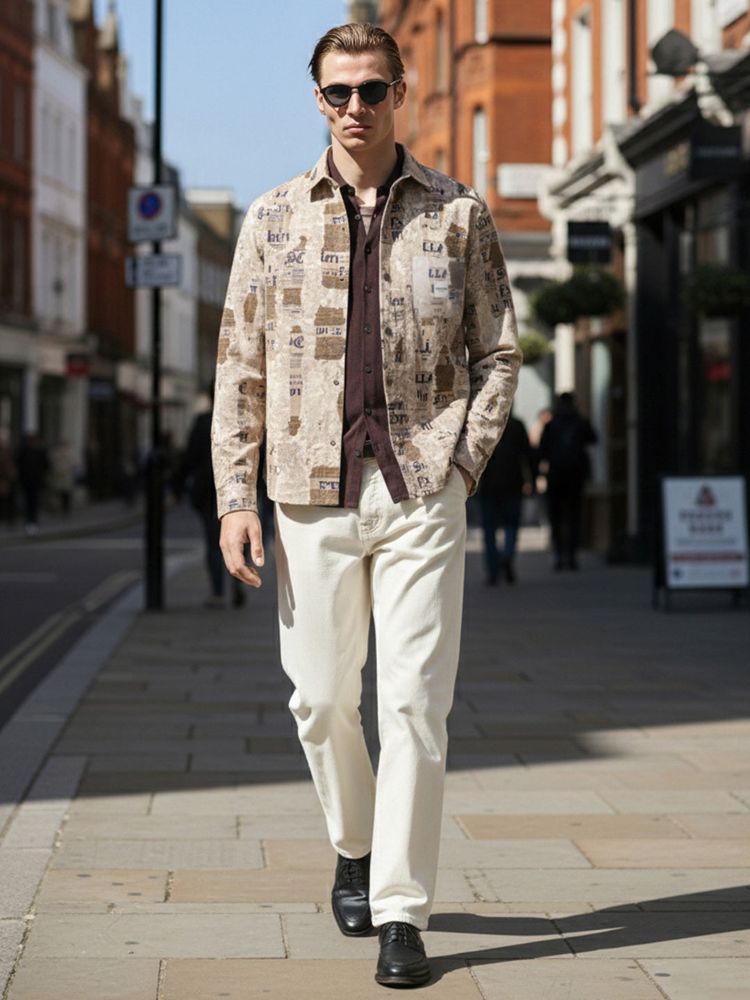 Men's Brown Regular Fit Printed Casual Shirt