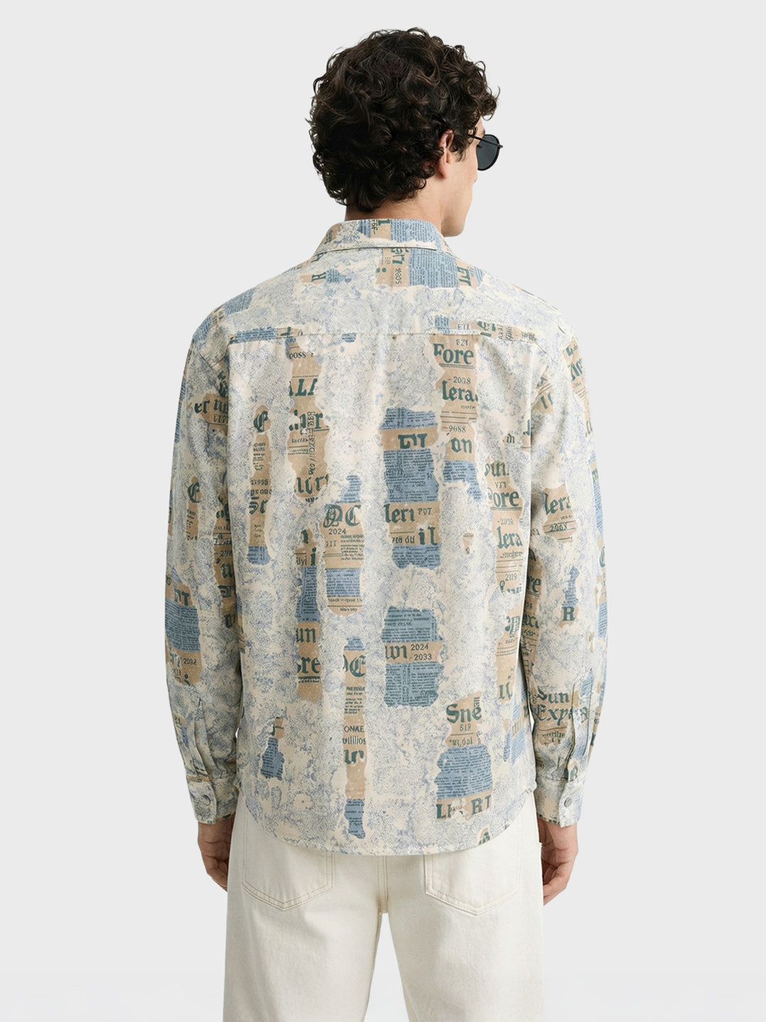 Men's Blue Regular Fit Printed Casual Shirt
