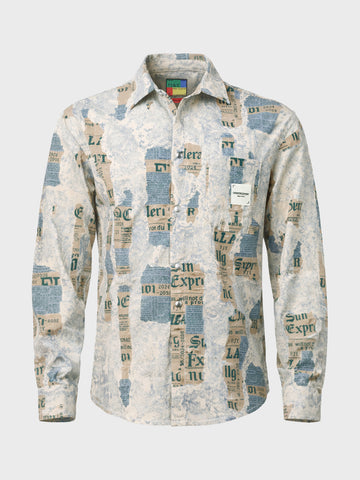 Men's Blue Regular Fit Printed Casual Shirt