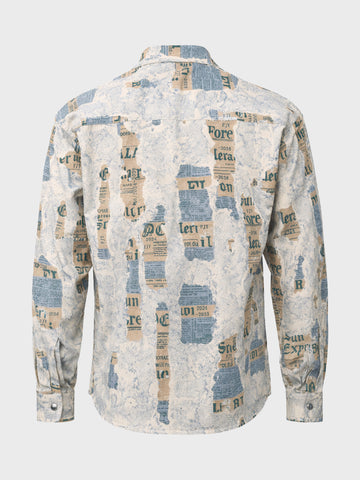 Men's Blue Regular Fit Printed Casual Shirt