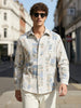 Men's Blue Regular Fit Printed Casual Shirt