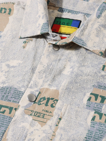 Men's Blue Regular Fit Printed Casual Shirt