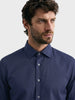Men's Navy Blue Regular Fit Solid Casual Shirt