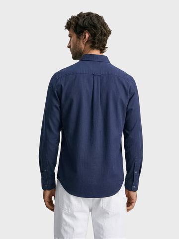 Men's Navy Blue Regular Fit Solid Casual Shirt