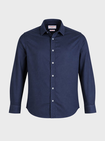 Men's Navy Blue Regular Fit Solid Casual Shirt
