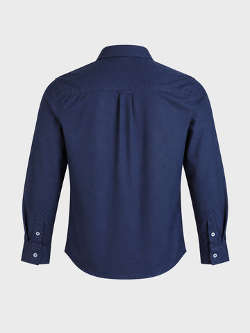 Men's Navy Blue Regular Fit Solid Casual Shirt