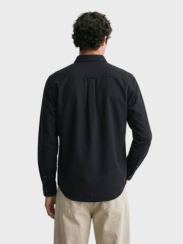 Men's Black Regular Fit Solid Casual Shirt
