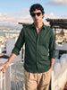 Men's Green Regular Fit Solid Casual Shirt