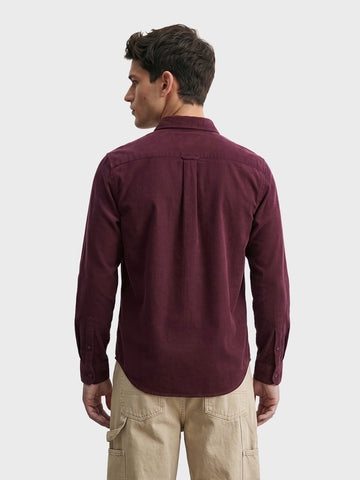 Men's Maroon Regular Fit Solid Casual Shirt