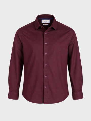 Men's Maroon Regular Fit Solid Casual Shirt