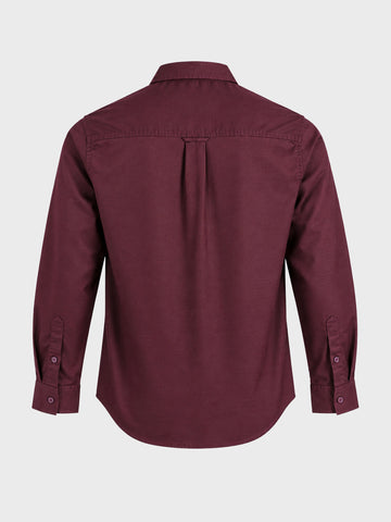 Men's Maroon Regular Fit Solid Casual Shirt