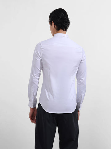 Men's White Slim Fit Solid Party Wear Shirt