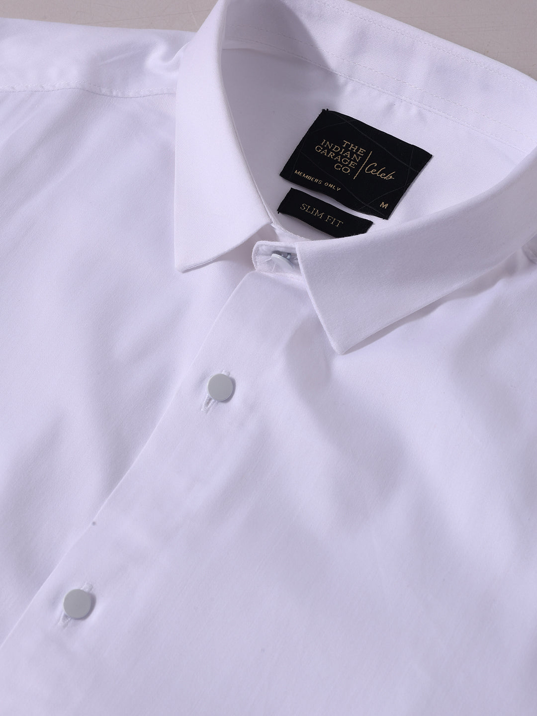 Men's White Slim Fit Solid Party Wear Shirt