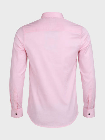 Men's Pink Slim Fit Solid Party Wear Shirt