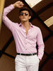 Men's Pink Slim Fit Solid Party Wear Shirt