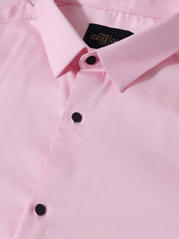 Men's Pink Slim Fit Solid Party Wear Shirt