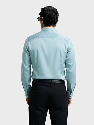 Men's Blue Slim Fit Solid Party Wear Shirt