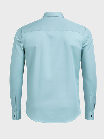 Men's Blue Slim Fit Solid Party Wear Shirt