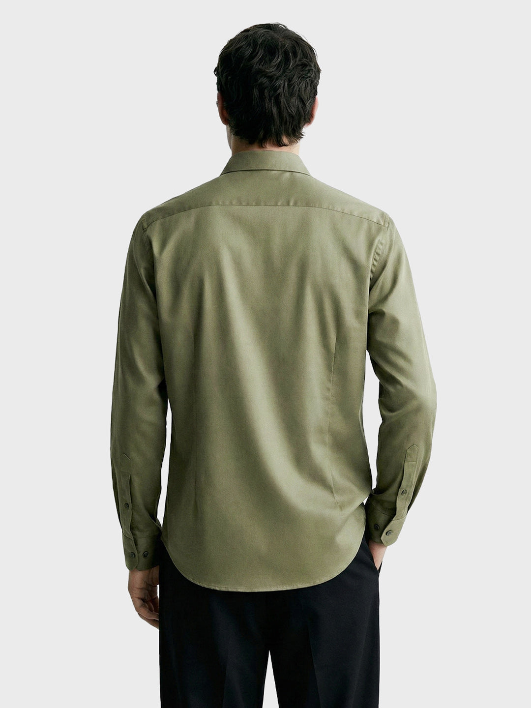Men's Green Slim Fit Solid Party Wear Shirt