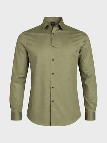 Men's Green Slim Fit Solid Party Wear Shirt