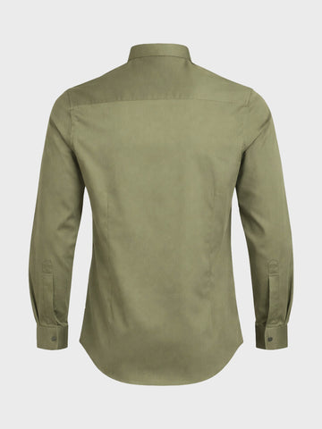 Men's Green Slim Fit Solid Party Wear Shirt